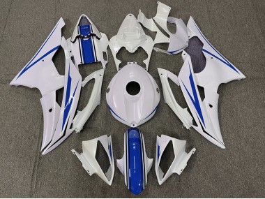 2008-2016 Blanc Brillant & Bleu Yamaha R6 Carénage Moto