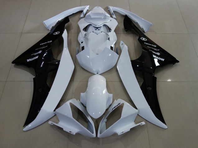 2008-2016 Blanc Brillant / Noir Yamaha R6 Carénage Moto 2008-2016 Blanc Brillant / Noir Yamaha R6 Carénage Moto