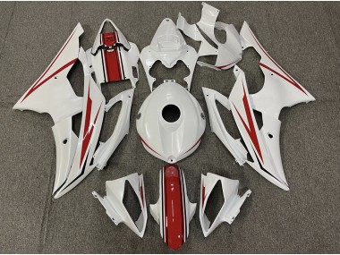 2008-2016 Blanc Brillant & Rouge Yamaha R6 Carénage Moto
