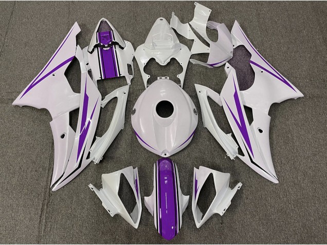 2008-2016 Blanc Brillant & Violet Yamaha R6 Carénage Moto 2008-2016 Blanc Brillant & Violet Yamaha R6 Carénage Moto