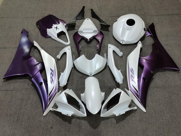 2008-2016 Blanc Mat & Violet Yamaha R6 Carénage Moto 2008-2016 Blanc Mat & Violet Yamaha R6 Carénage Moto