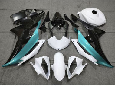 2008-2016 Bleu Clair Personnalisé Noir & Blanc Yamaha R6 Carénage Moto