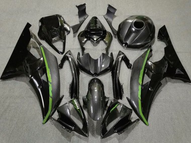 2008-2016 Fibre De Carbone & Vert Yamaha R6 Carénage Moto