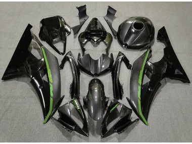2008-2016 Fibre De Carbone & Vert Yamaha R6 Carénage Moto