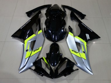 2008-2016 Noir Brillant & Argent Yamaha R6 Carénage Moto