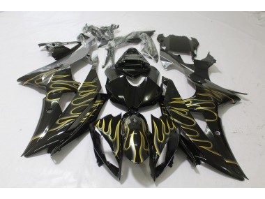 2008-2016 Noir Brillant & Flamme Yamaha R6 Carénage Moto