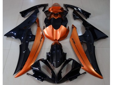 2008-2016 Noir Brillant & Orange Clair Yamaha R6 Carénage Moto