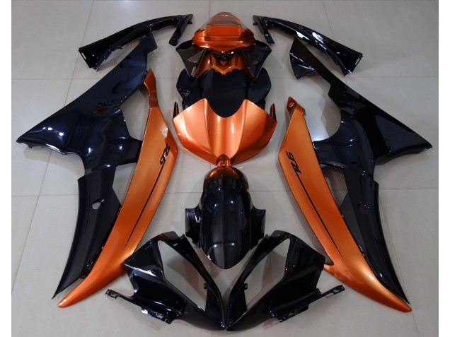 2008-2016 Noir Brillant & Orange Clair Yamaha R6 Carénage Moto 2008-2016 Noir Brillant & Orange Clair Yamaha R6 Carénage Moto