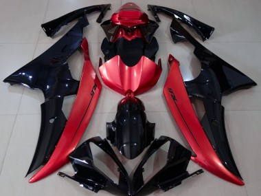 2008-2016 Noir Brillant & Rouge Bonbon Yamaha R6 Carénage Moto