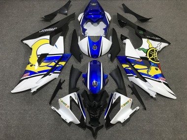 2008-2016 Personnalisé Blanc & Bleu Yamaha R6 Carénage Moto