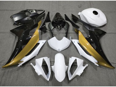 2008-2016 Personnalisé Or Noir & Blanc Yamaha R6 Carénage Moto