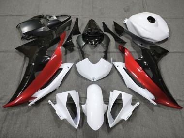 2008-2016 Personnalisé Rouge Noir & Blanc Yamaha R6 Carénage Moto