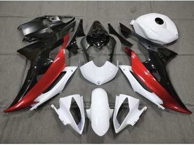 2008-2016 Personnalisé Rouge Noir & Blanc Yamaha R6 Carénage Moto