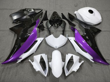 2008-2016 Personnalisé Violet Noir & Blanc Yamaha R6 Carénage Moto