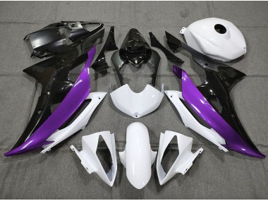 2008-2016 Personnalisé Violet Noir & Blanc Yamaha R6 Carénage Moto