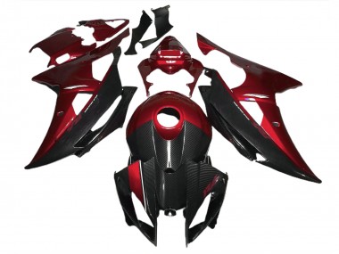 2008-2016 Rouge Avec Style Fibre De Carbone Yamaha R6 Carénage Moto