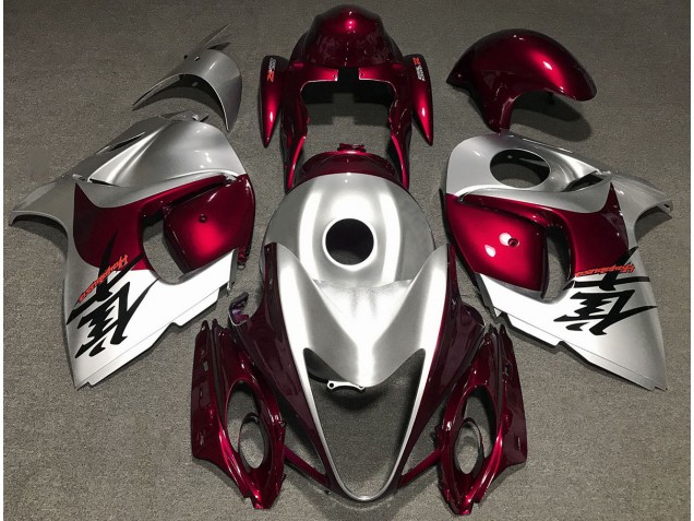 2008-2020 Rouge Brillant & Argent Suzuki GSXR 1300 Carénage Moto 2008-2020 Rouge Brillant & Argent Suzuki GSXR 1300 Carénage Moto