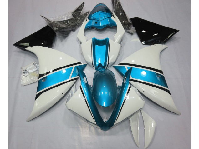 2009-2011 Blanc Brillant & Bleu Clair Yamaha R1 Carénage Moto 2009-2011 Blanc Brillant & Bleu Clair Yamaha R1 Carénage Moto