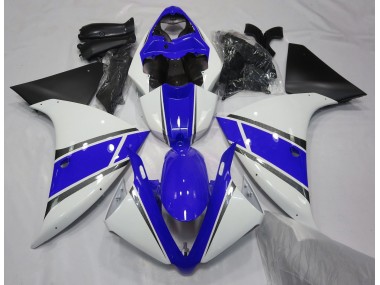 2009-2011 Blanc Brillant & Bleu Yamaha R1 Carénage Moto