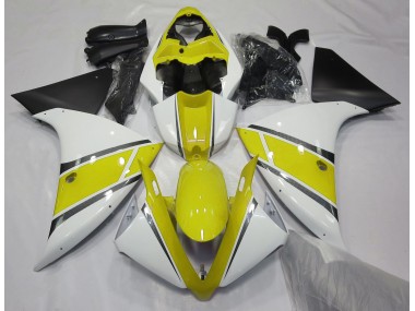 2009-2011 Blanc Brillant & Jaune Yamaha R1 Carénage Moto
