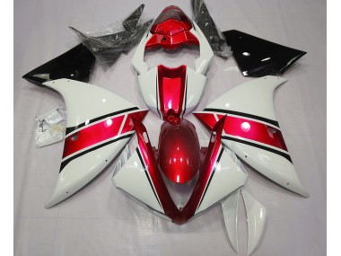 2009-2011 Blanc Brillant & Rouge Métallisé Yamaha R1 Carénage Moto