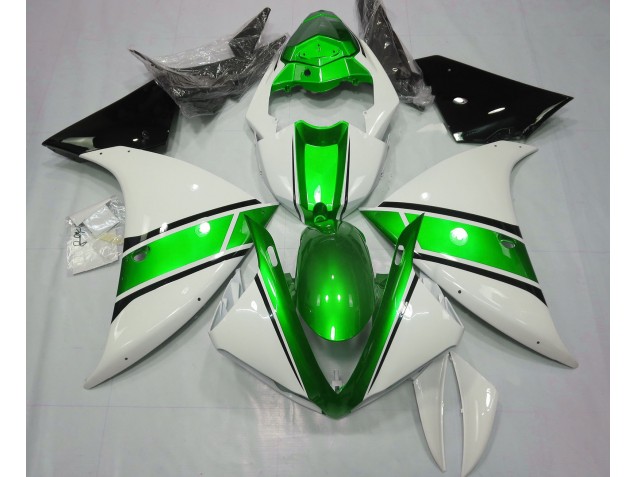 2009-2011 Blanc Brillant & Vert Métallisé Yamaha R1 Carénage Moto 2009-2011 Blanc Brillant & Vert Métallisé Yamaha R1 Carénage Moto