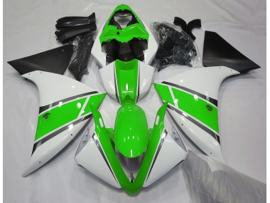 2009-2011 Blanc Brillant & Vert Yamaha R1 Carénage Moto
