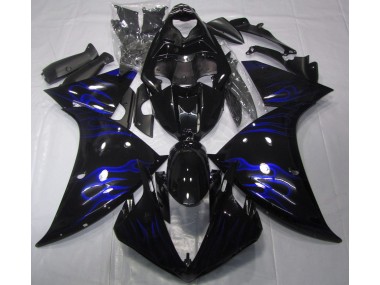 2009-2011 Noir & Bleu Flamme Yamaha R1 Carénage Moto