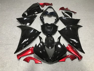 2009-2011 Noir Brillant & Rouge Yamaha R1 Carénage Moto