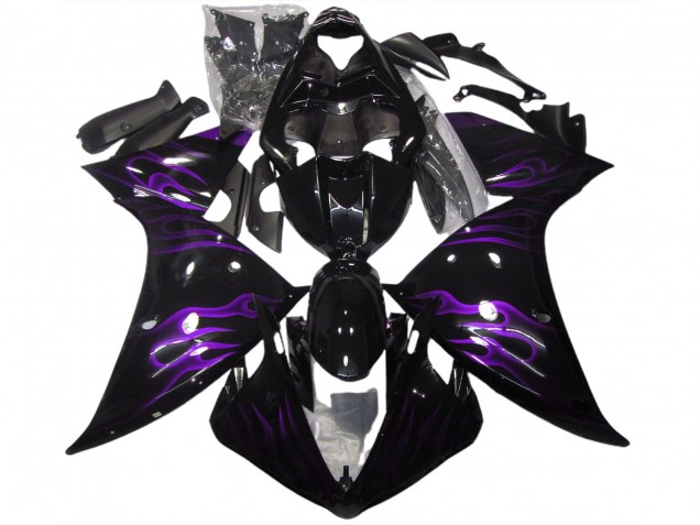 2009-2011 Noir & Violet Flamme Yamaha R1 Carénage Moto 2009-2011 Noir & Violet Flamme Yamaha R1 Carénage Moto