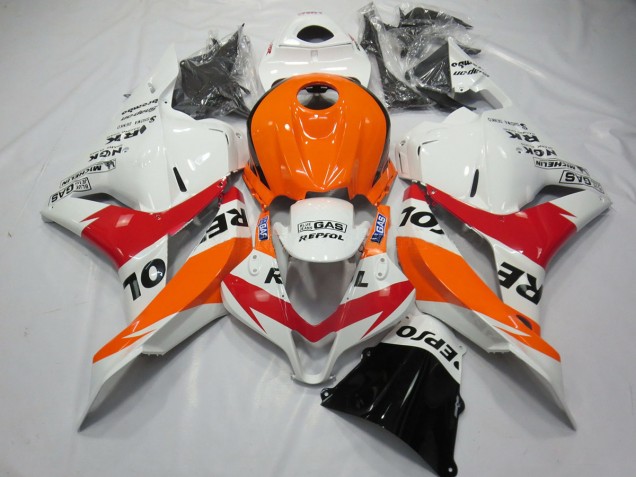 2009-2012 Blanc Rouge & Orange Repsol Honda CBR600RR Carénage Moto 2009-2012 Blanc Rouge & Orange Repsol Honda CBR600RR Carénage Moto