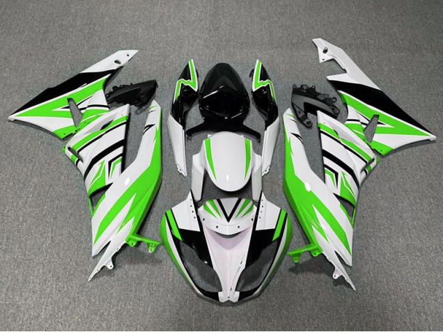 2009-2012 Zag Vert Blanc & Noir Kawasaki ZX6R Carénage Moto