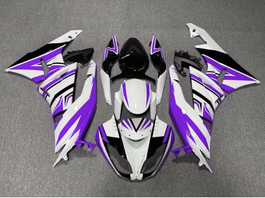 2009-2012 Zag Violet Blanc & Noir Kawasaki ZX6R Carénage Moto