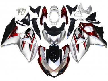 2009-2016 Argent Avec Des Reflets Rouges Suzuki GSXR 1000 Carénage Moto