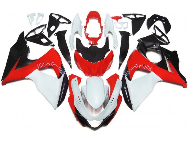 2009-2016 Rouge Brillant Avec Blanc & Noir Suzuki GSXR 1000 Carénage Moto