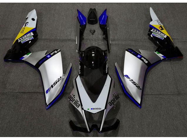 2010-2015 Argent Pirelli & Bleu Aprilia RSV4 1000 Carénage Moto