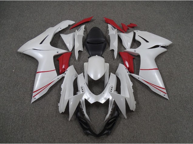 2011-2024 Blanc Nacré & Rouge Suzuki GSXR 600-750 Carénage Moto