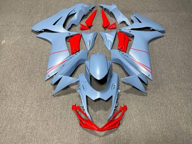 2011-2024 Bleu Ciel Mat & Rouge Suzuki GSXR 600-750 Carénage Moto