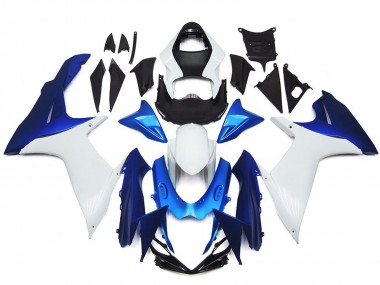 2011-2024 Kit De Style Uni Blanc & Bleu Suzuki GSXR 600-750 Carénage Moto
