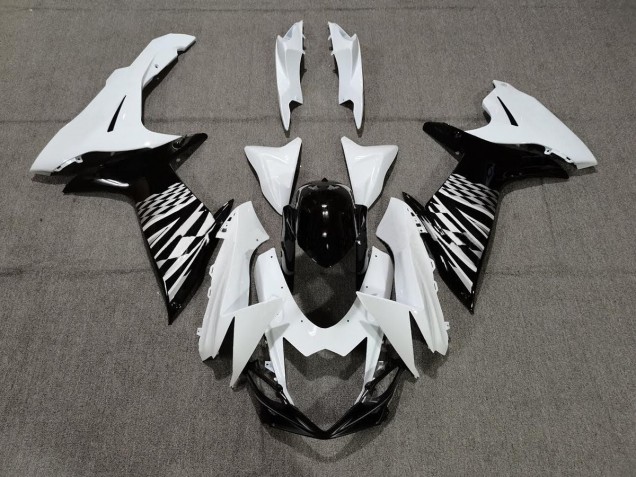 2011-2024 Noir Blanc & Argent Suzuki GSXR 600-750 Carénage Moto 2011-2024 Noir Blanc & Argent Suzuki GSXR 600-750 Carénage Moto