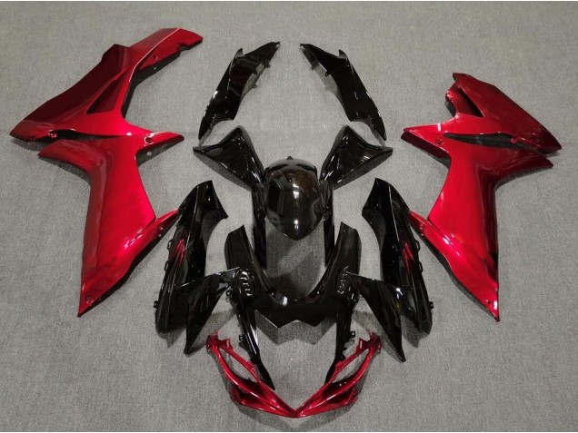 2011-2024 Noir Brillant & Rouge Lave Suzuki GSXR 600-750 Carénage Moto 2011-2024 Noir Brillant & Rouge Lave Suzuki GSXR 600-750 Carénage Moto