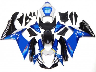 2011-2024 Style Bleu Avec Des Étoiles Rouges Suzuki GSXR 600-750 Carénage Moto