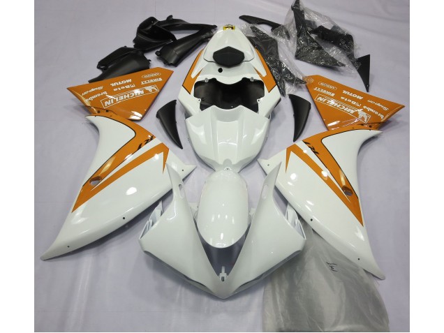 2012-2014 Blanc Brillant & Orange Yamaha R1 Carénage Moto 2012-2014 Blanc Brillant & Orange Yamaha R1 Carénage Moto