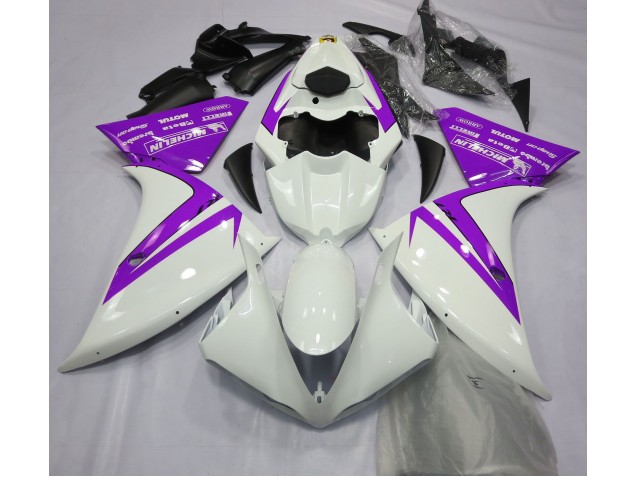 2012-2014 Blanc Brillant & Violet Yamaha R1 Carénage Moto 2012-2014 Blanc Brillant & Violet Yamaha R1 Carénage Moto