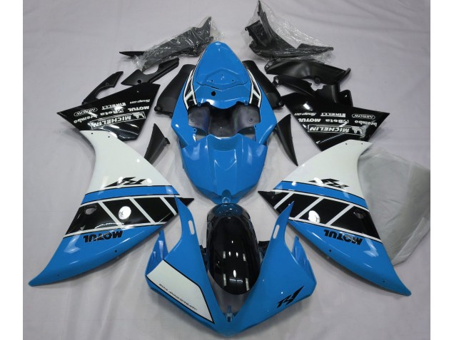 2012-2014 Bleu Clair Brillant Blanc & Noir Yamaha R1 Carénage Moto 2012-2014 Bleu Clair Brillant Blanc & Noir Yamaha R1 Carénage Moto