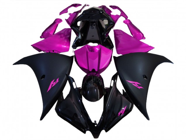 2012-2014 Noir Mat & Rose Yamaha R1 Carénage Moto 2012-2014 Noir Mat & Rose Yamaha R1 Carénage Moto