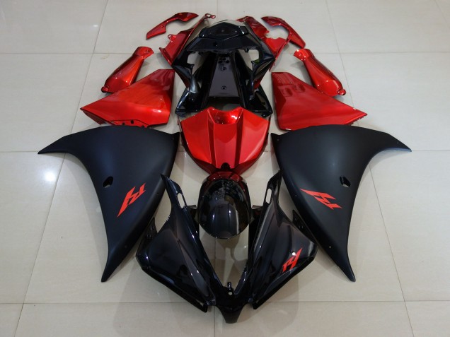 2012-2014 Noir Mat & Rouge Feu Yamaha R1 Carénage Moto 2012-2014 Noir Mat & Rouge Feu Yamaha R1 Carénage Moto