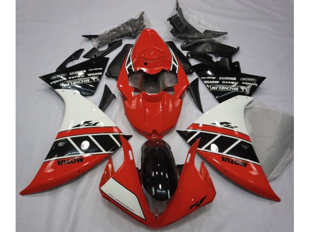 2012-2014 Rouge Brillant Blanc & Noir Yamaha R1 Carénage Moto 2012-2014 Rouge Brillant Blanc & Noir Yamaha R1 Carénage Moto