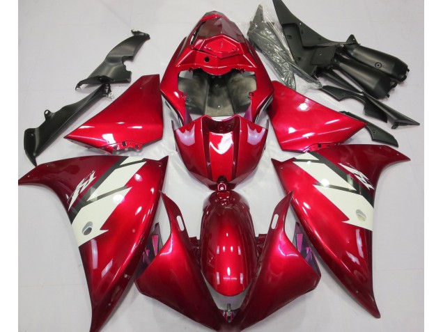 2012-2014 Rouge Brillant & Blanc Yamaha R1 Carénage Moto 2012-2014 Rouge Brillant & Blanc Yamaha R1 Carénage Moto