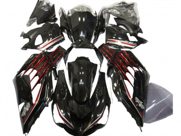 2012-2021 Noir Brillant & Rouge Kawasaki ZX14R Carénage Moto 2012-2021 Noir Brillant & Rouge Kawasaki ZX14R Carénage Moto